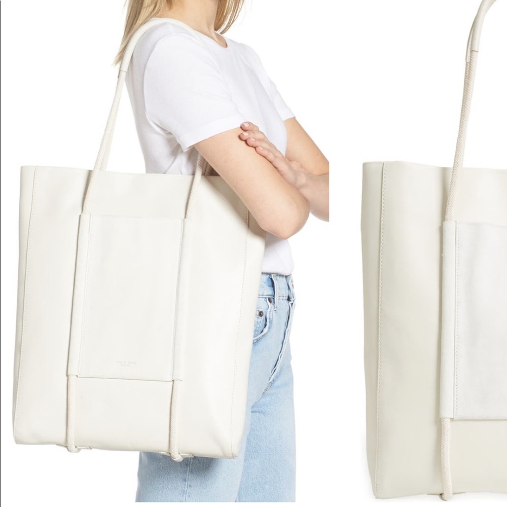 rag & bone Passport Leather Tote (Antique White)